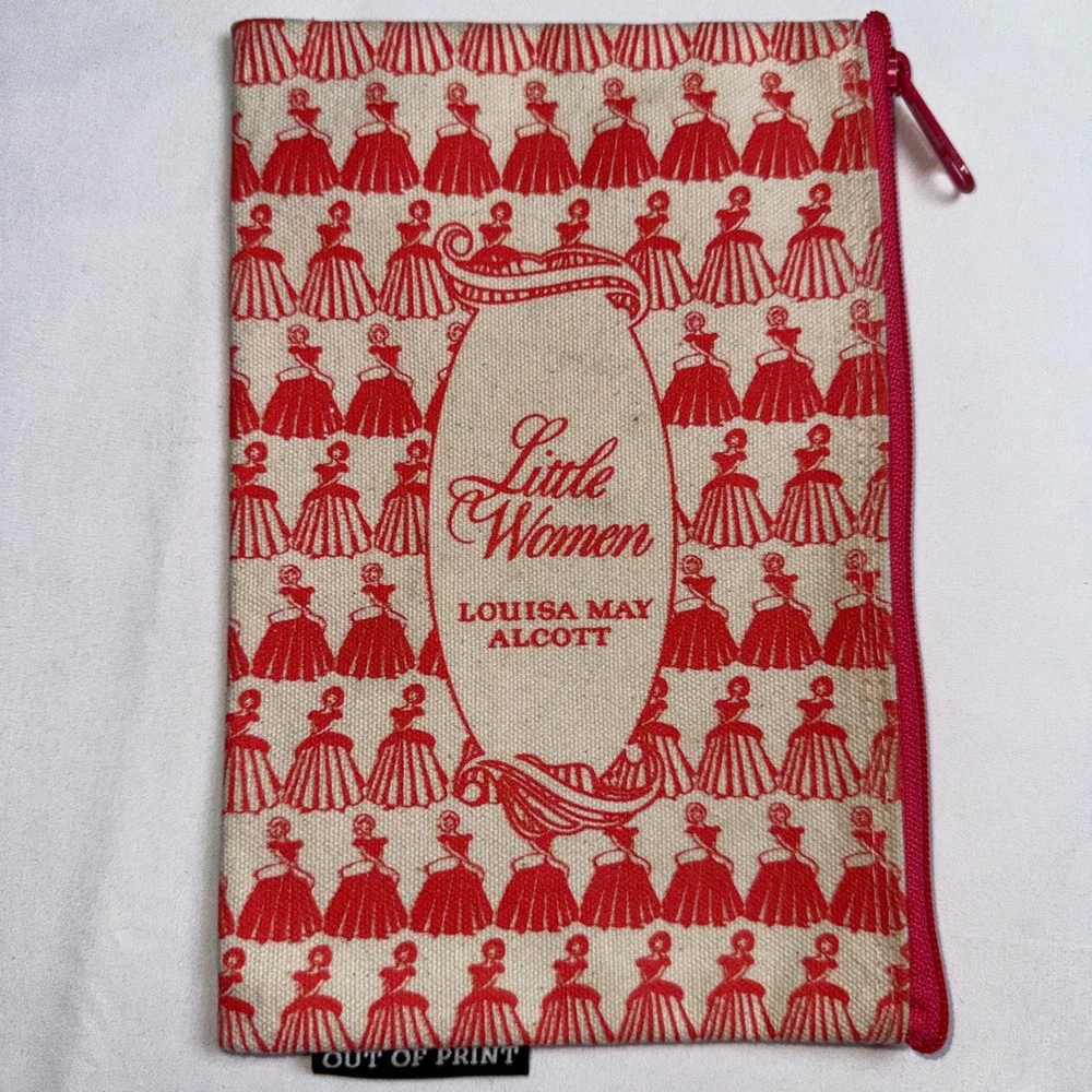 Out of Print Little Women Louisa May Alcott Canvas Zipper Pouch Bookish Bag Red